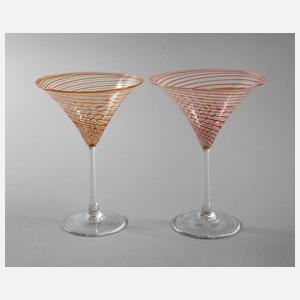 Lauscha Paar Sektschalen Spiraldekor