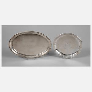 Zwei Tabletts Silber