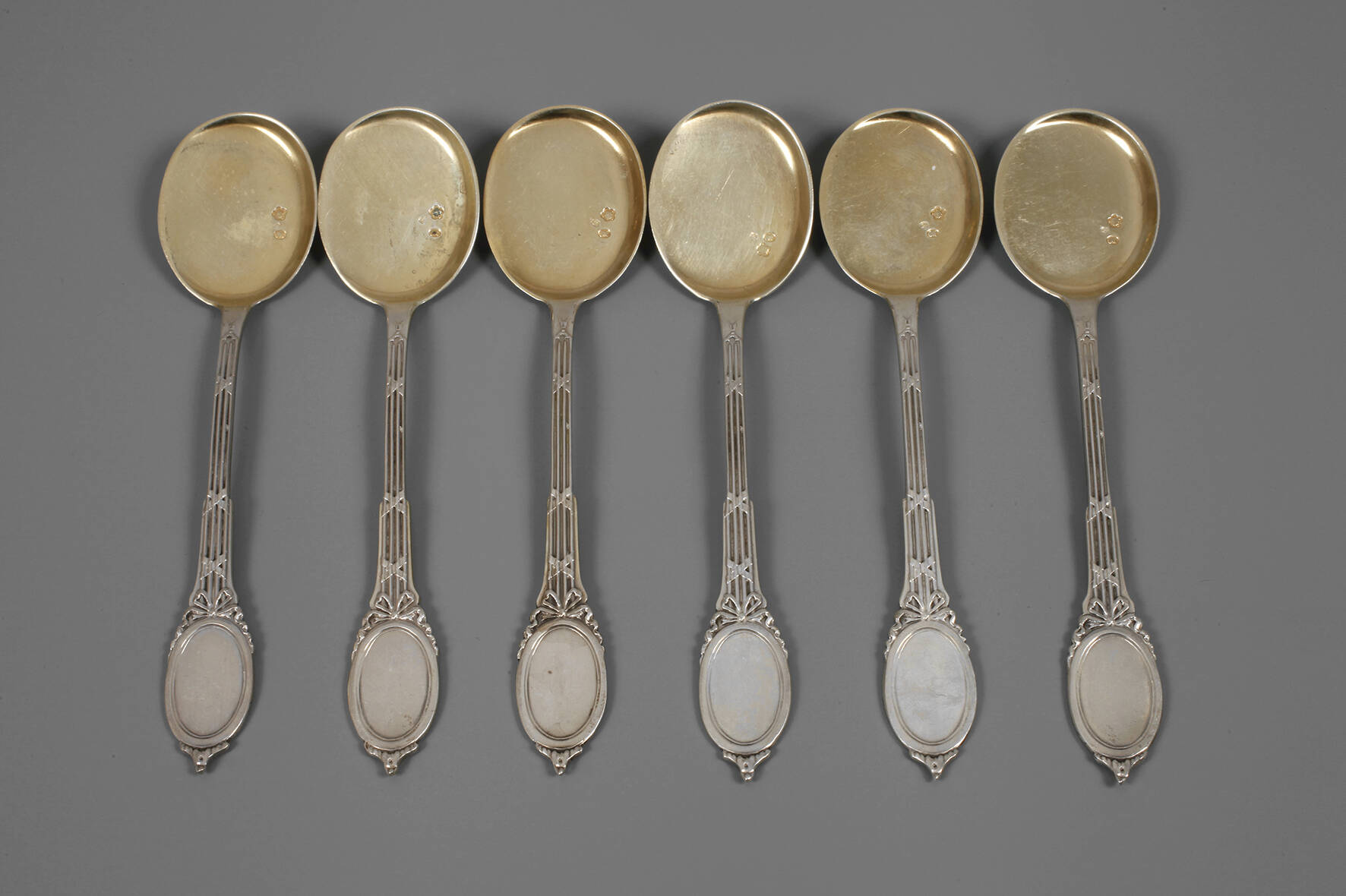 Sechs Eislöffel Silber