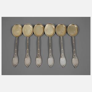 Sechs Eislöffel Silber