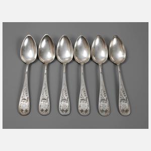 Sechs Suppenlöffel Silber