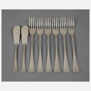 Sechs Abendbrotgabeln und zwei Buttermesser