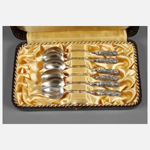 Sechs Mokkalöffel Silber