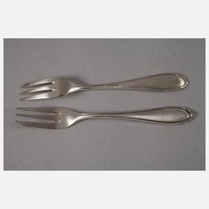 Zwölf Kuchengabeln Silber