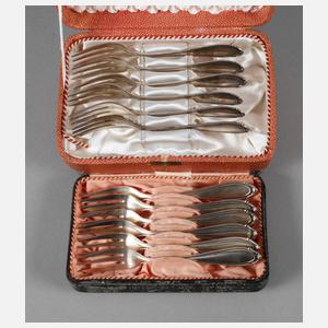 Zwölf Kuchengabeln Silber