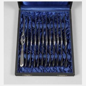 Zwölf Hummergabeln im Etui