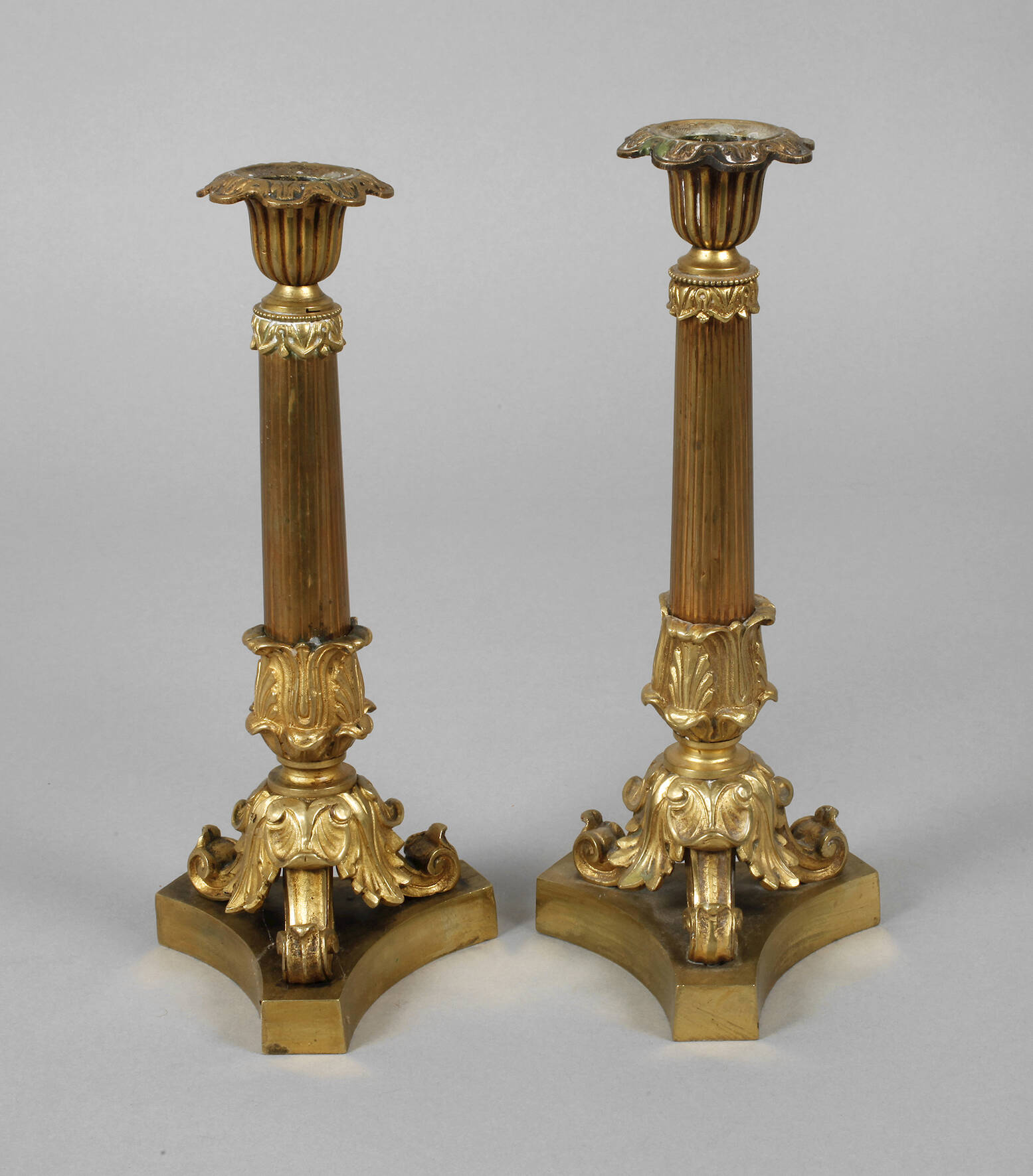 Paar Biedermeierleuchter Bronze