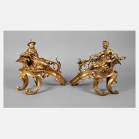 Paar figürliche Kaminböcke Bronze111