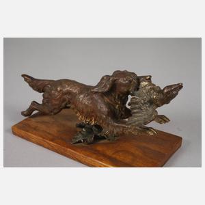Wiener Bronze Jagdhund mit Beute