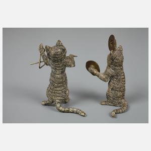 Wiener Bronze zwei musizierende Katzen