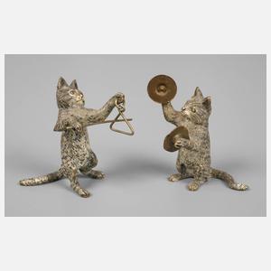 Wiener Bronze zwei musizierende Katzen