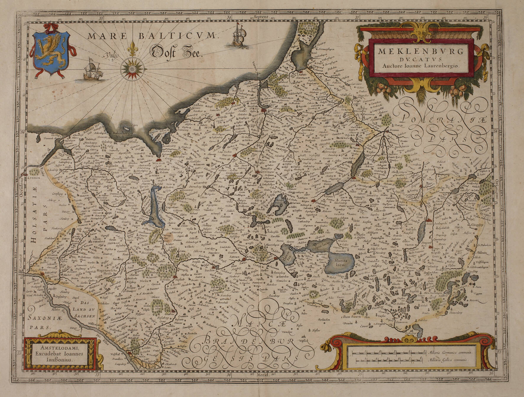 Johannes Janssonius, Kupferstichkarte Mecklenburg