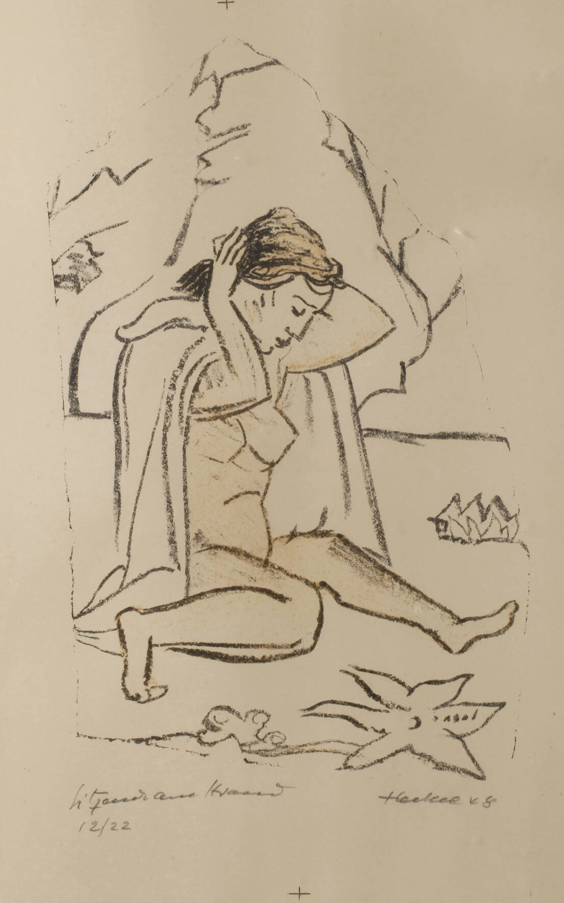 Prof. Erich Heckel, "Sitzende am Strand"