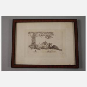 Gustav Müller, Konvolut Radierungen zum Thema Faun