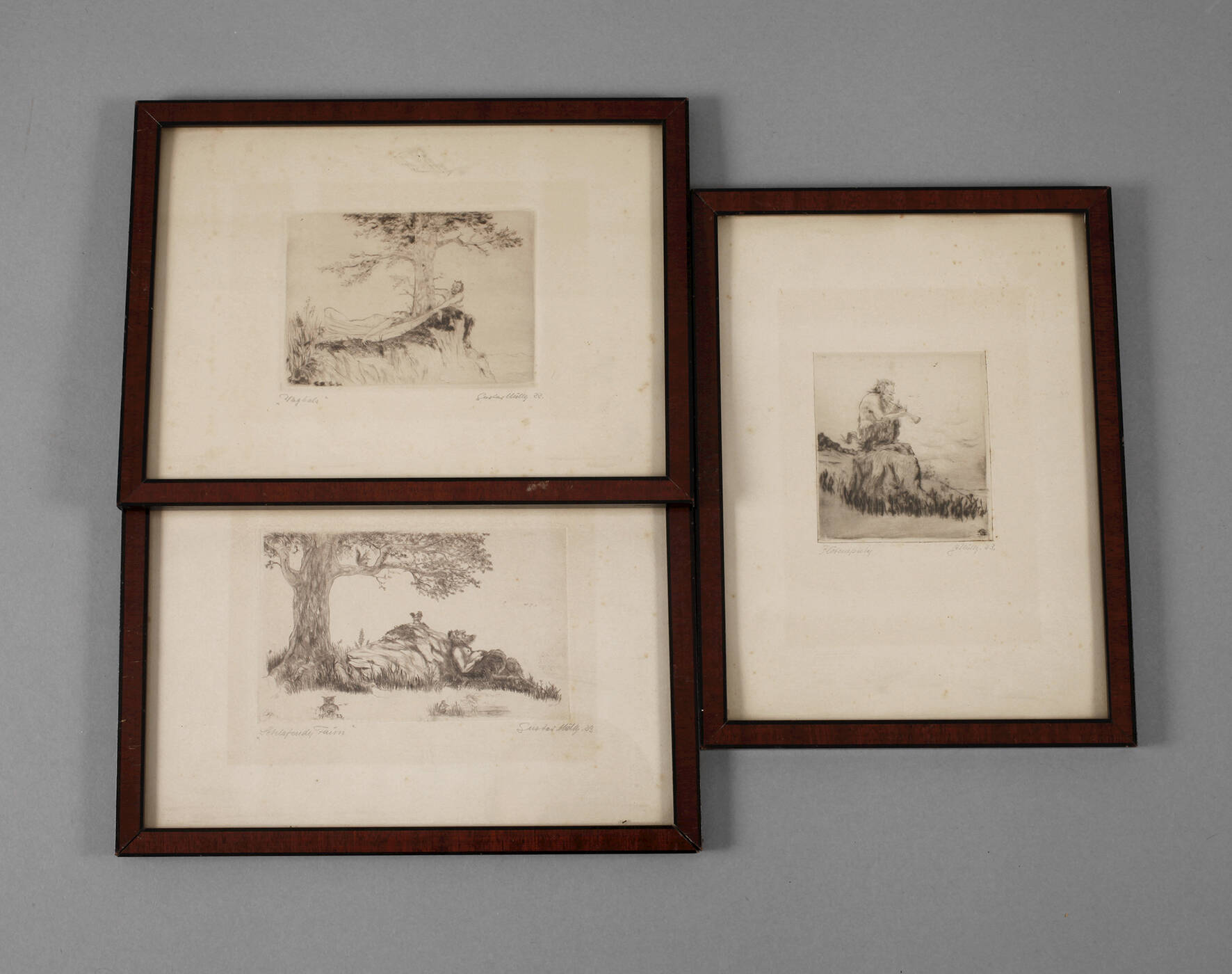 Gustav Müller, Konvolut Radierungen zum Thema Faun