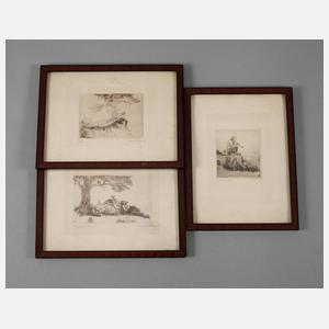 Gustav Müller, Konvolut Radierungen zum Thema Faun