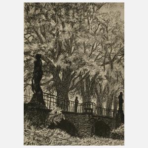 Wilhelm Schmurr, attr., An der Brücke im Park