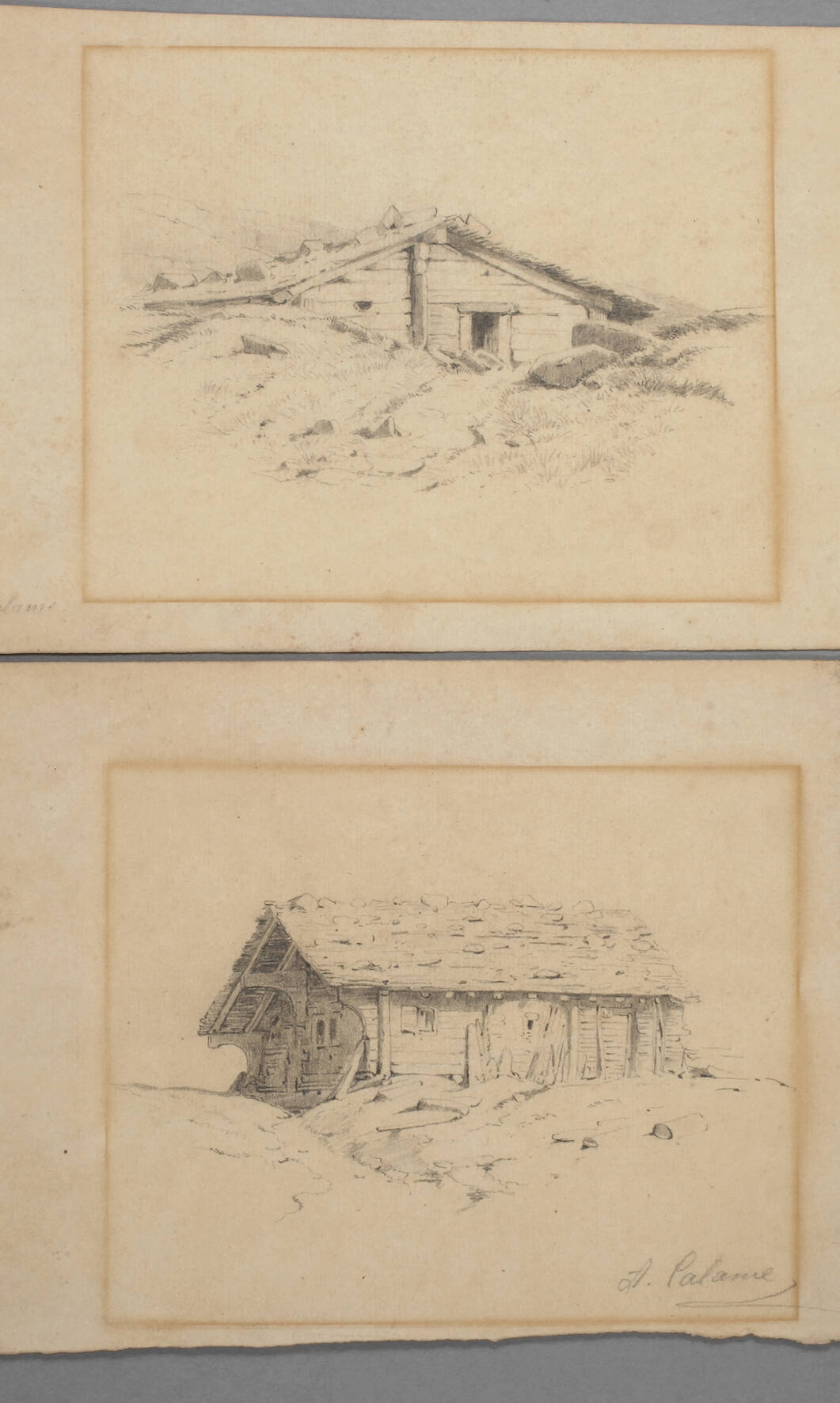 Alexandre Calame, Zwei Bleistiftzeichnungen