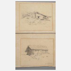 Alexandre Calame, Zwei Bleistiftzeichnungen