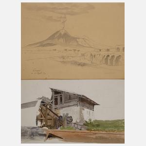 Hermann Krabbes, attr., Pompeji und Wassermühle