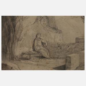 Eremit vor Höhle am Meer