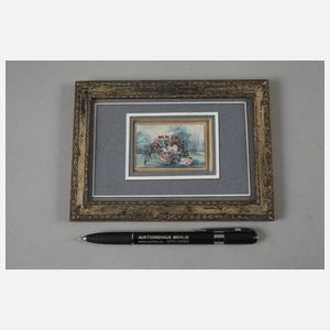 Blumenkorb vor Landschaft