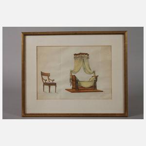 Zwei Möbelentwürfe Empire