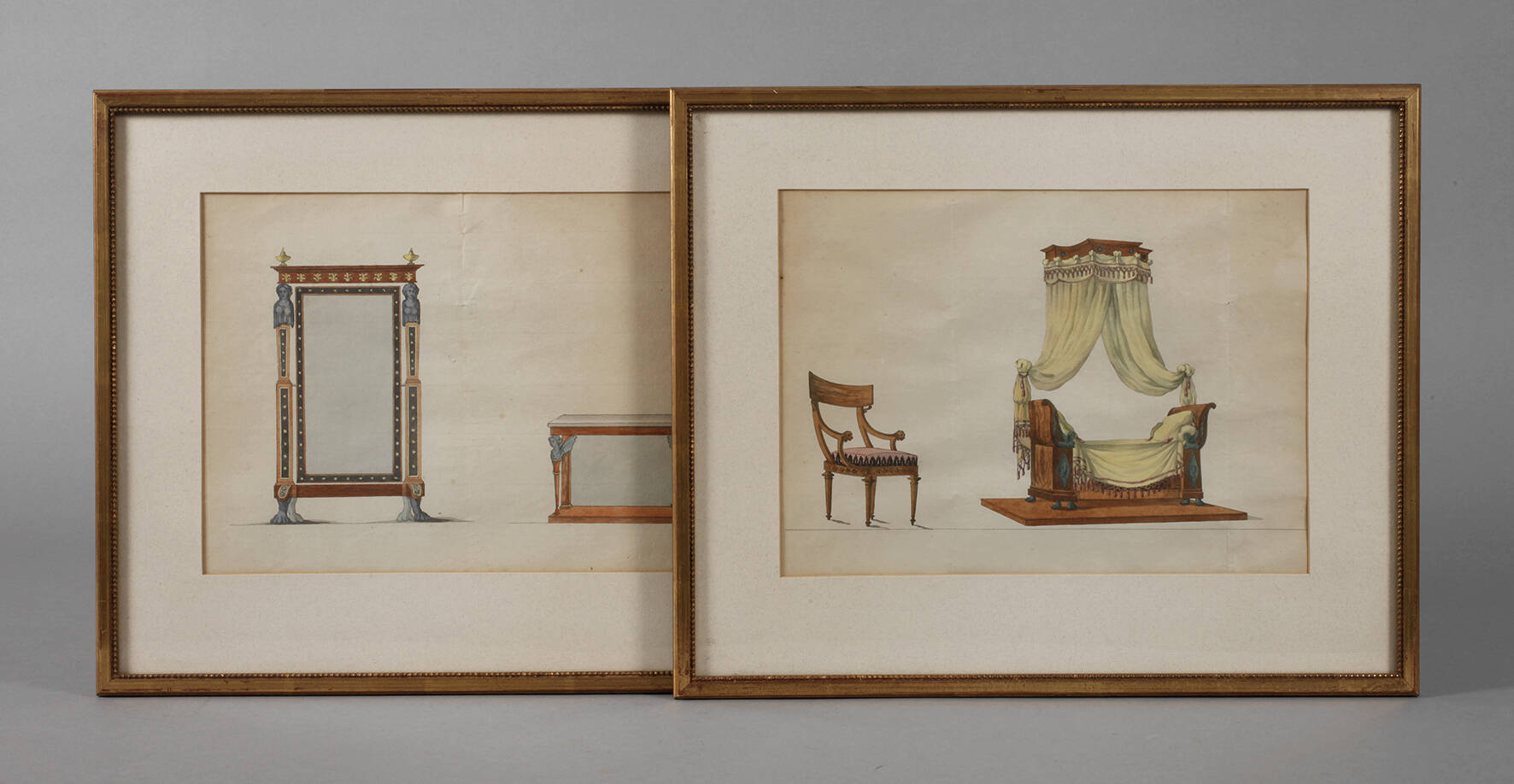 Zwei Möbelentwürfe Empire