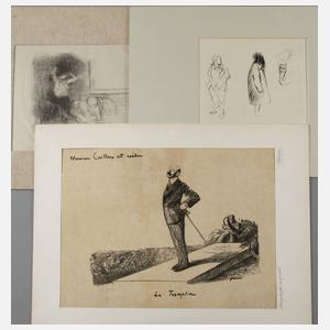 Jean-Louis Forain, Zeichnung und 2 Lithographien