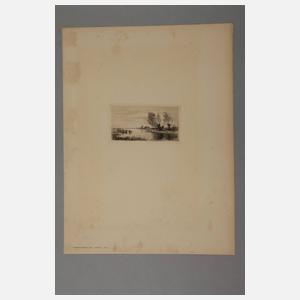 Otto Gampert, 2 Zeichnungen und 3 Radierungen