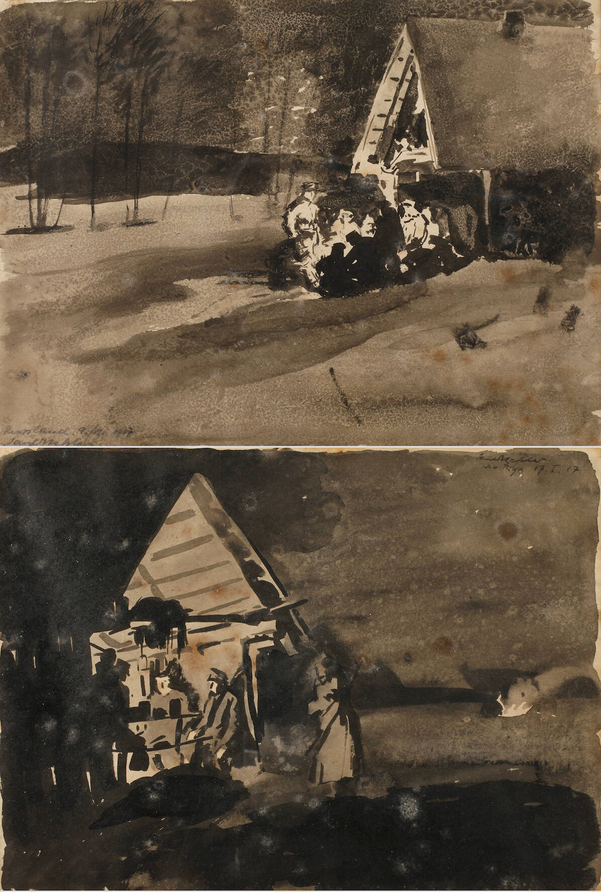 Paul Rescher, Soldaten am Lagerfeuer