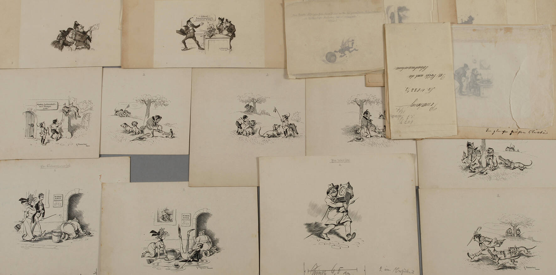Karl Pommerhanz, Konvolut Illustrationszeichnungen
