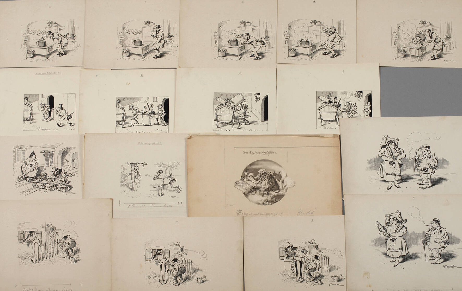 Karl Pommerhanz, Konvolut Illustrationszeichnungen