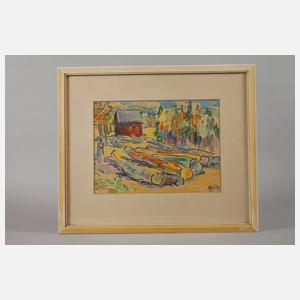 Fredo Bley, Baumstämme am Waldrand