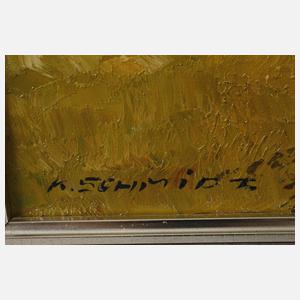 Karl Schmidt, Erzgebirgslandschaft mit Kornpuppen