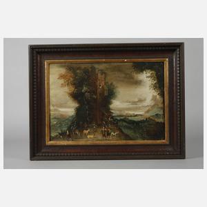 Anton Mozart, attr., Turm im Gebirge