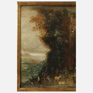 Anton Mozart, attr., Turm im Gebirge