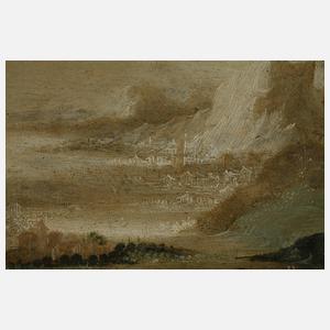 Anton Mozart, attr., Turm im Gebirge