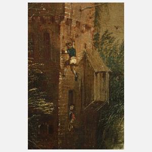 Anton Mozart, attr., Turm im Gebirge