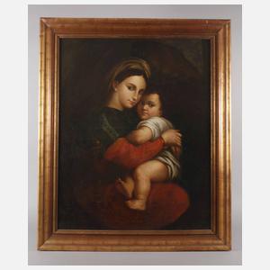 Barocke Kopie nach Raffael "Madonna dela Sedia"