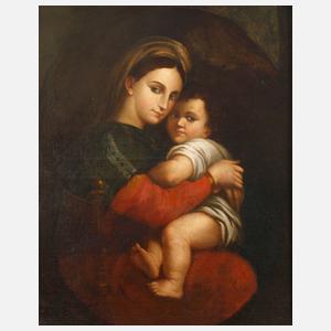 Barocke Kopie nach Raffael "Madonna dela Sedia"