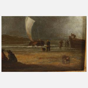 Strandszene mit Schiffen