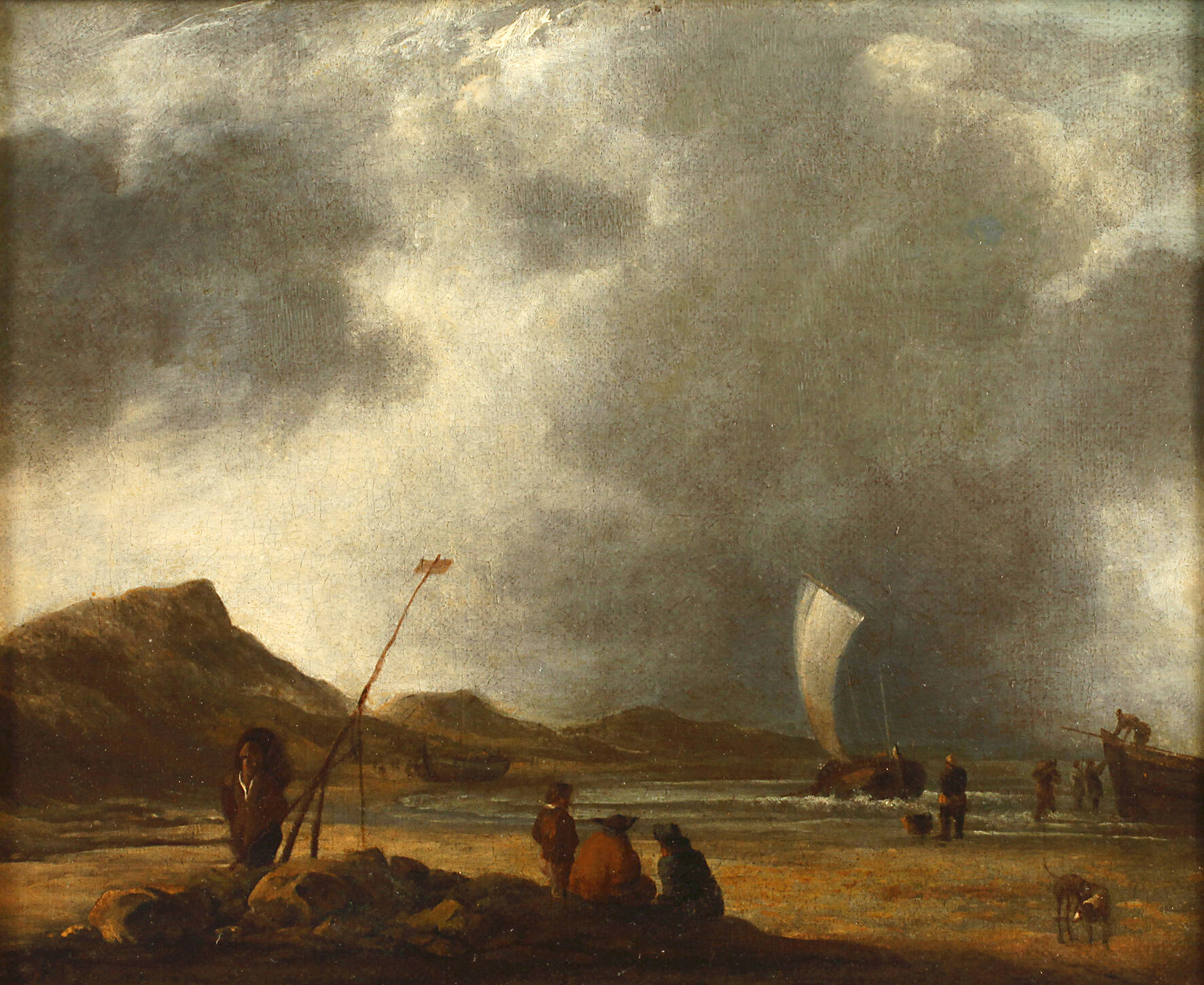 Strandszene mit Schiffen