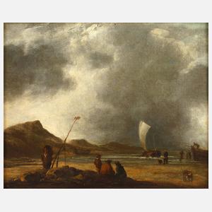 Strandszene mit Schiffen