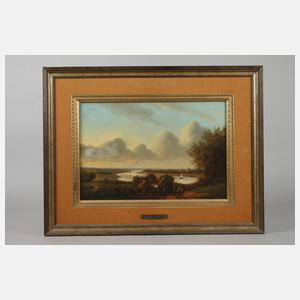 Abraham Johannes Couwenberg, attr., Stadt am Fluss