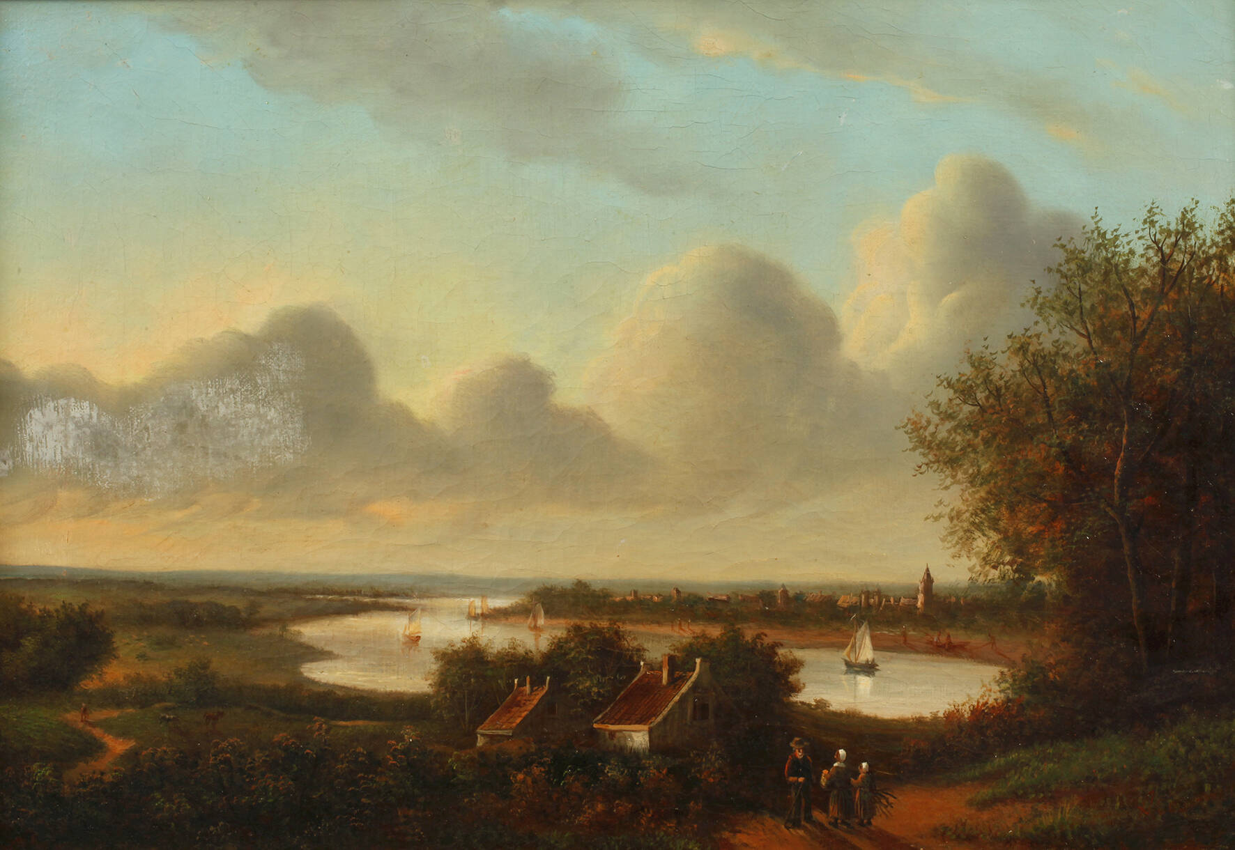 Abraham Johannes Couwenberg, attr., Stadt am Fluss