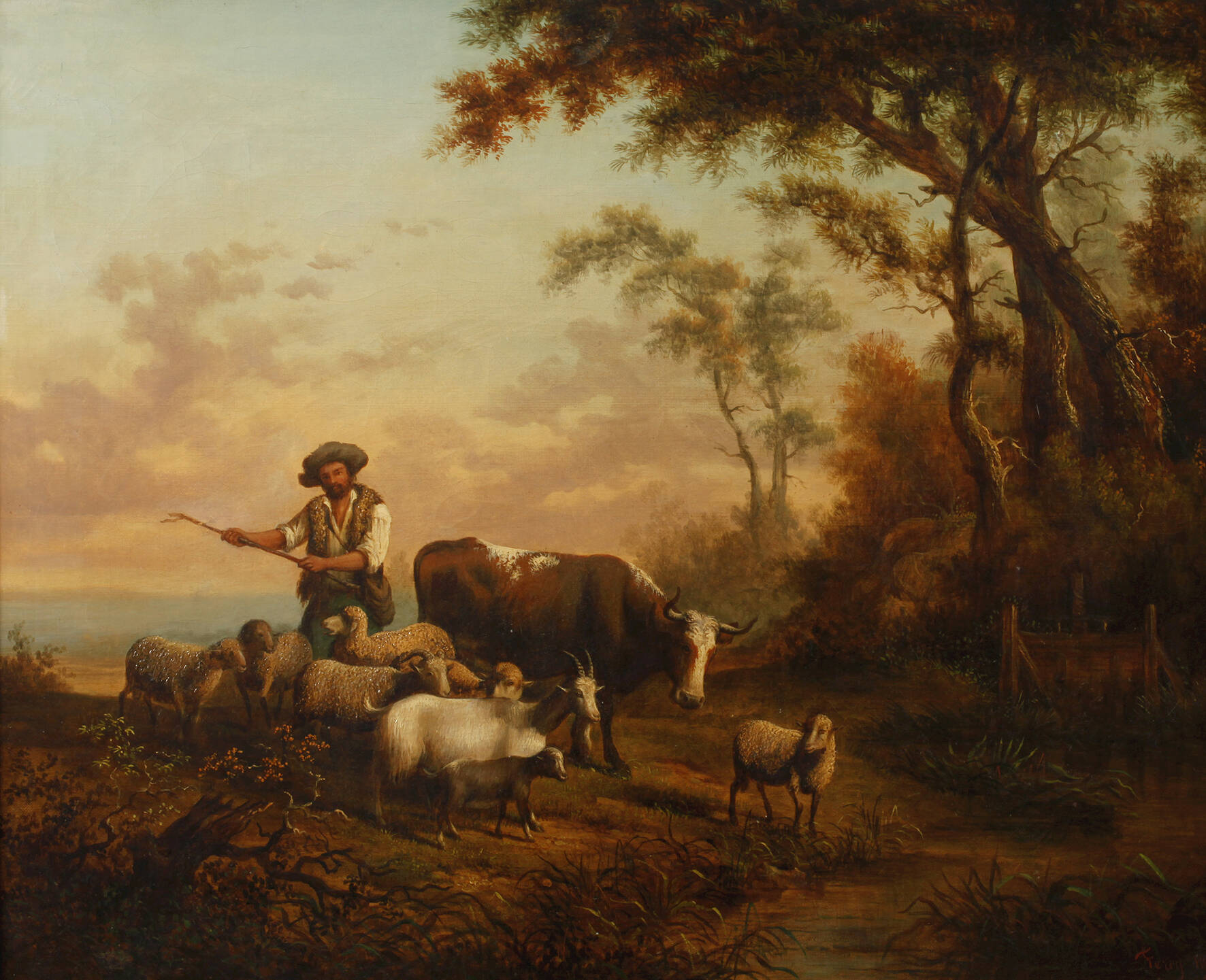 Prosper Ferey, attr., Hirtenlandschaft