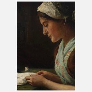 Hermann Lindenschmit, Nähendes Mädchen am Fenster