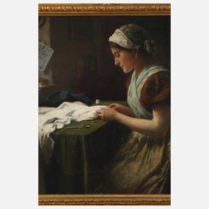 Hermann Lindenschmit, Nähendes Mädchen am Fenster