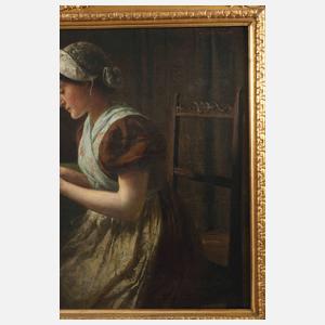 Hermann Lindenschmit, Nähendes Mädchen am Fenster